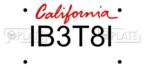 IB3T8I California License Plate