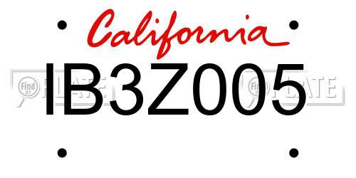 IB3Z005 California License Plate