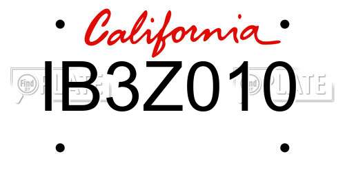 IB3Z010 California License Plate