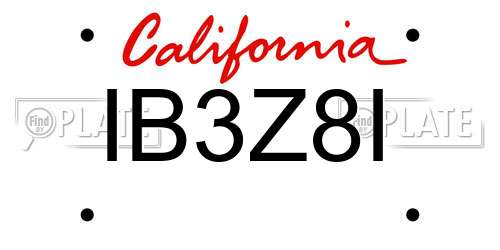 IB3Z8I California License Plate