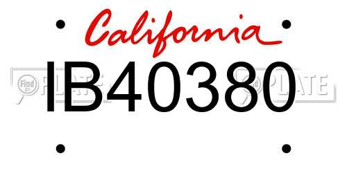 IB40380 California License Plate