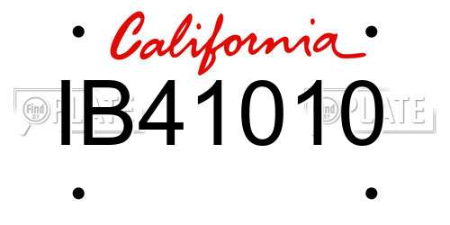 IB41010 California License Plate