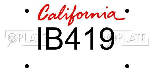 IB419 California License Plate