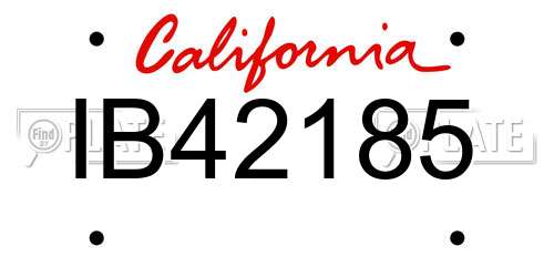 IB42185 California License Plate