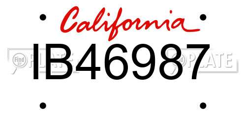 IB46987 California License Plate