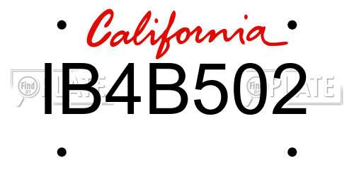 IB4B502 California License Plate