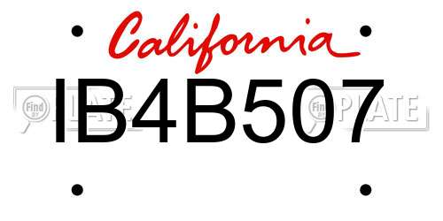 IB4B507 California License Plate