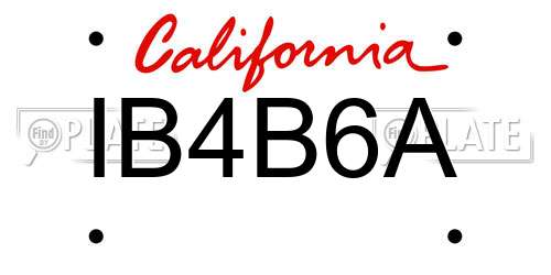 IB4B6A California License Plate