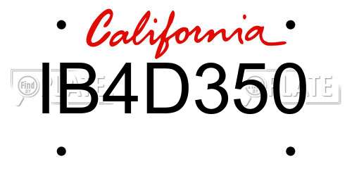 IB4D350 California License Plate