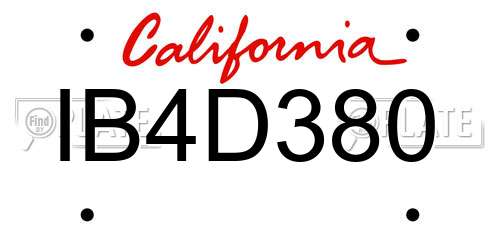 IB4D380 California License Plate