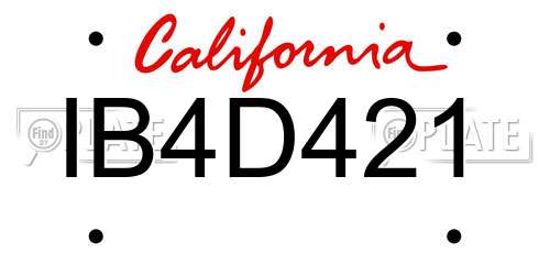 IB4D421 California License Plate