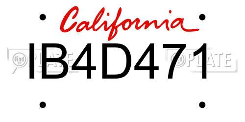 IB4D471 California License Plate