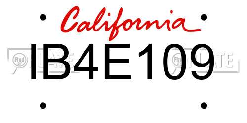 IB4E109 California License Plate