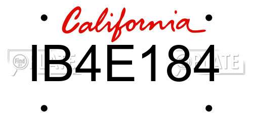 IB4E184 California License Plate