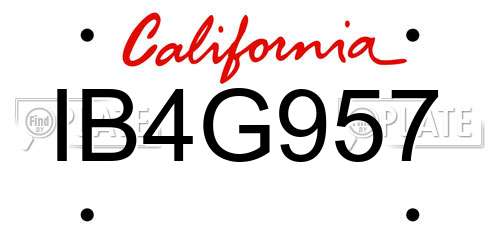 IB4G957 California License Plate