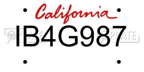 IB4G987 California License Plate