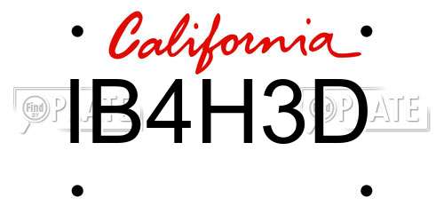 IB4H3D California License Plate