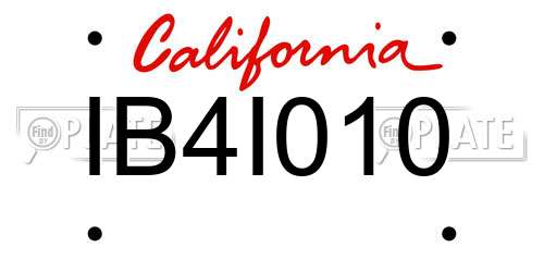 IB4I010 California License Plate