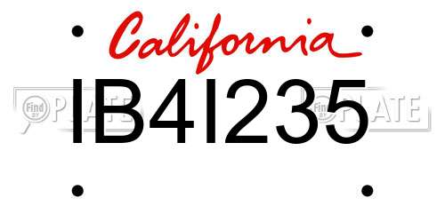 IB4I235 California License Plate