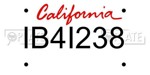 IB4I238 California License Plate
