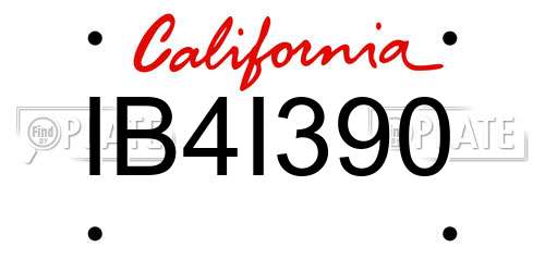 IB4I390 California License Plate