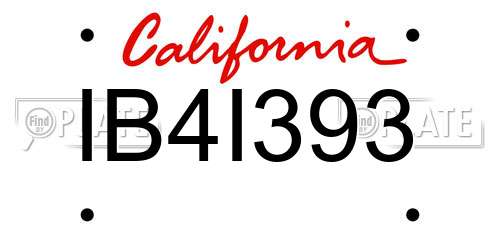 IB4I393 California License Plate