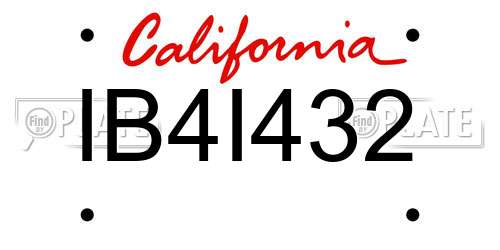 IB4I432 California License Plate