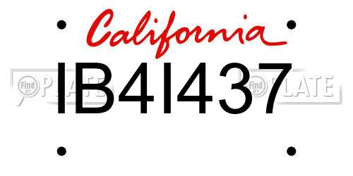 IB4I437 California License Plate