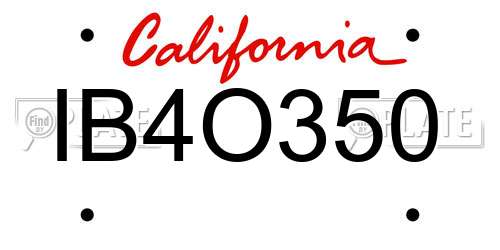 IB4O350 California License Plate