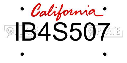 IB4S507 California License Plate