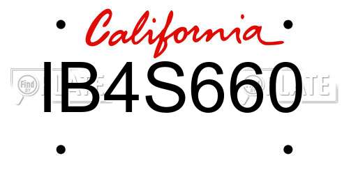 IB4S660 California License Plate