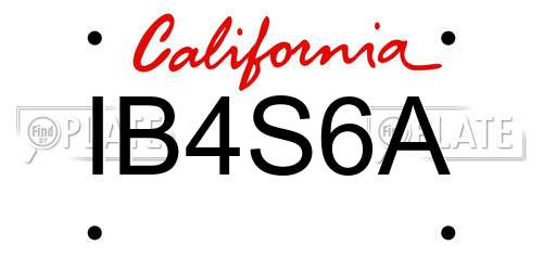 IB4S6A California License Plate