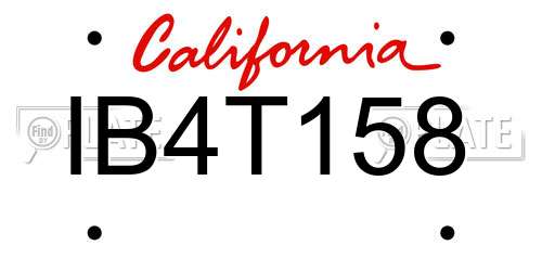 IB4T158 California License Plate