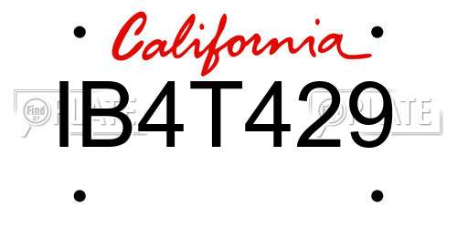 IB4T429 California License Plate