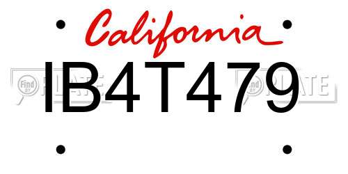 IB4T479 California License Plate