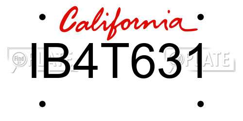 IB4T631 California License Plate