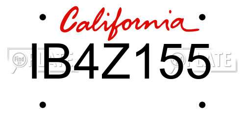 IB4Z155 California License Plate