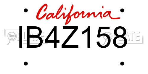 IB4Z158 California License Plate