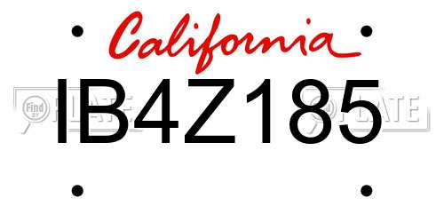 IB4Z185 California License Plate