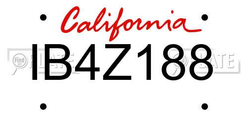 IB4Z188 California License Plate