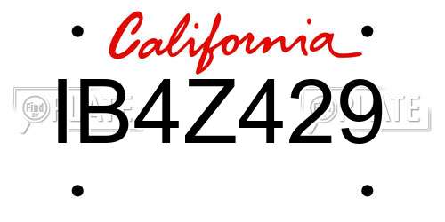 IB4Z429 California License Plate