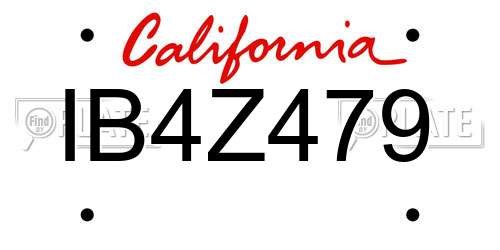 IB4Z479 California License Plate