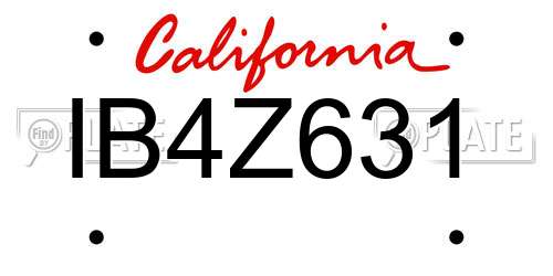 IB4Z631 California License Plate