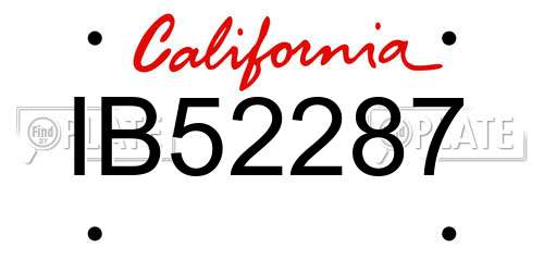 IB52287 California License Plate