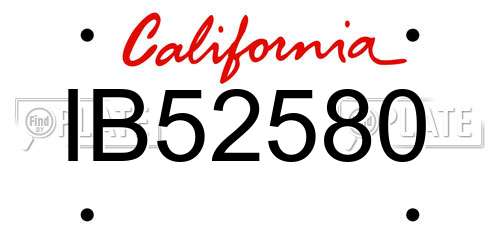 IB52580 California License Plate