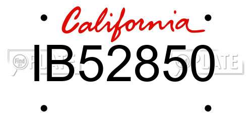 IB52850 California License Plate