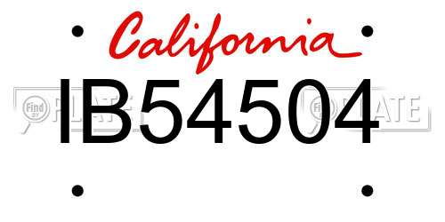 IB54504 California License Plate