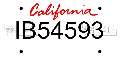 IB54593 California License Plate