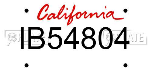 IB54804 California License Plate