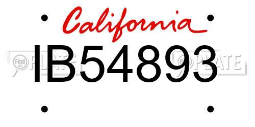 IB54893 California License Plate
